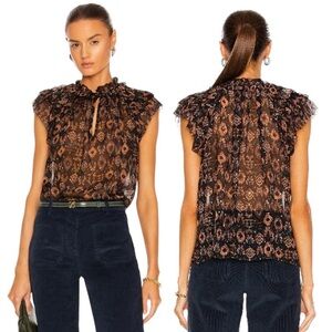 ULLA JOHNSON Elif Top in Onyx Office Siren Summer Fairycore Multicolor Size 2
